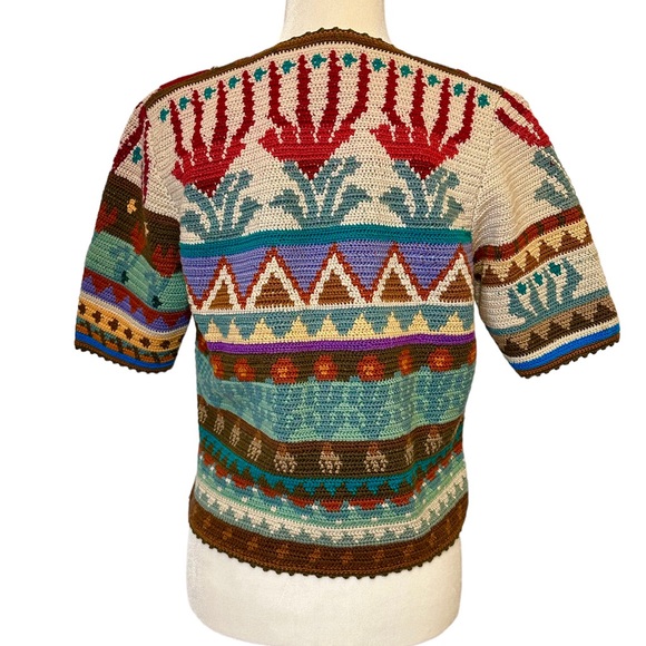 Peruvian Connection Sweater Art to Wear Pima Cotton Cardigan Size Medium - Picture 2 of 9